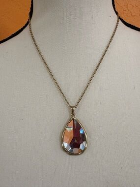 Lia Sophia Gold-Tone Necklace with Iridescent Teardrop Pendant
